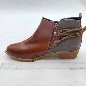 Women's Leather Ankle Boots Fashion Booties with Zipper Brown
